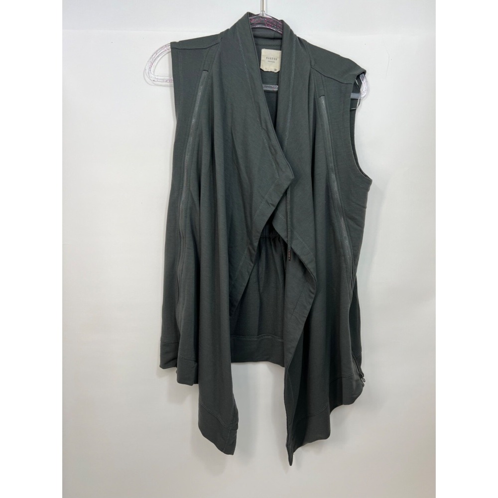 Harper Heritage Sweatshirt Cardigan Gray Sleeveless Vest Open Long Womens Small